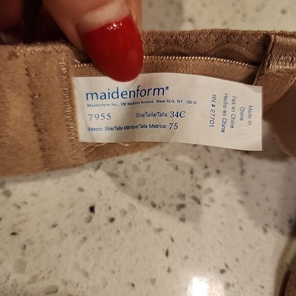 Maidenform Strapless Bra 34C Nude Underwire Lightly Lined *no Straps 7955 - Picture 3 of 3